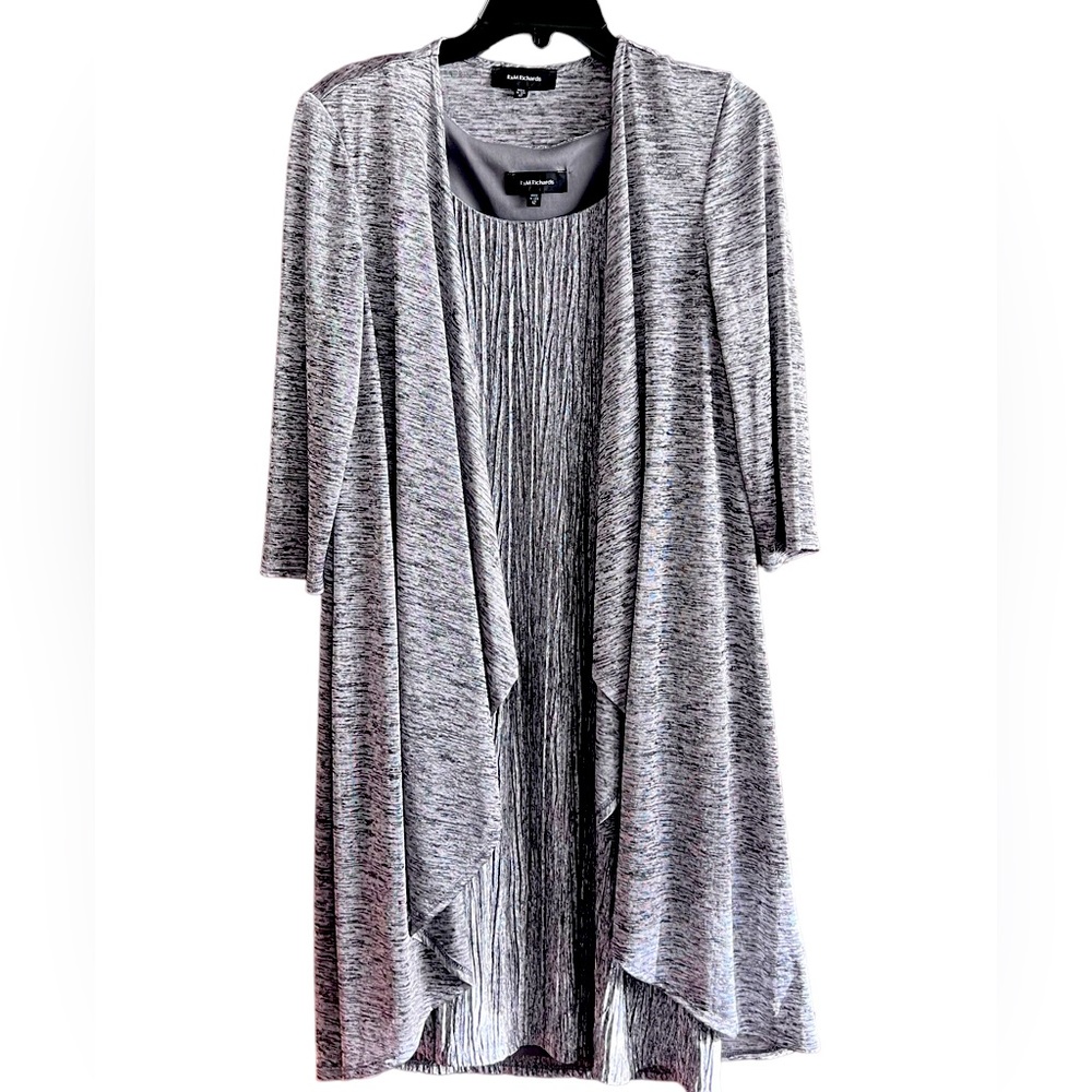 R M Richards 2piece Dress set Size 14 Silver Gray Crinkle Fabric